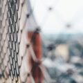 selective focus photography of gray chain-link fence