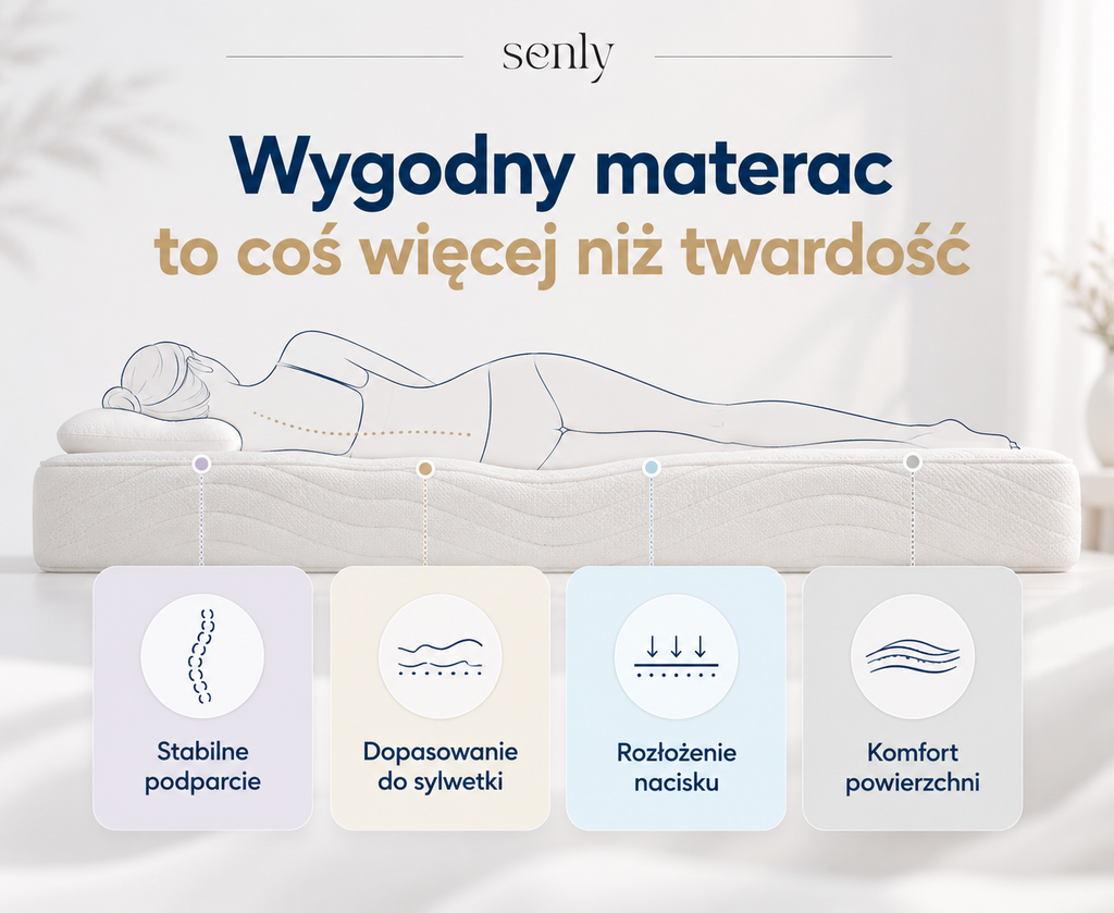 Infografika przedstawiająca co składa się na wygodny materac